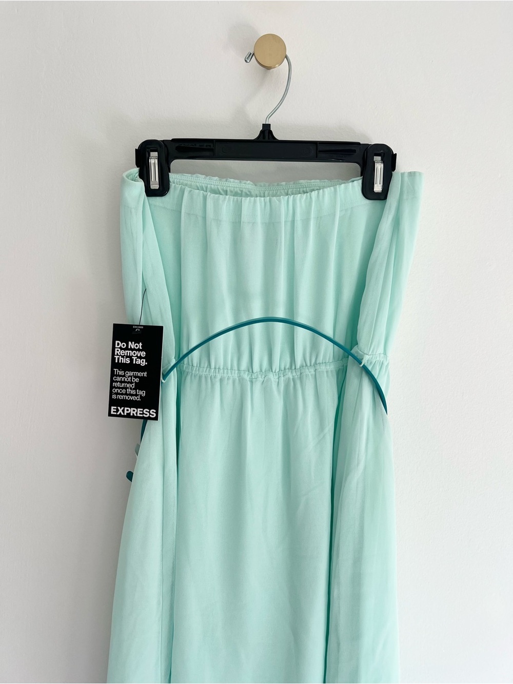 Express Mint Strapless Chiffon Dress with Belt Accent | Women’s XS - Picture 8 of 16